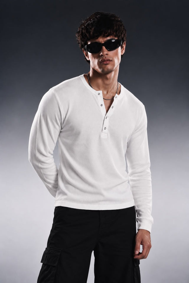 IVORY CLASSIC RIBBED HENLEY