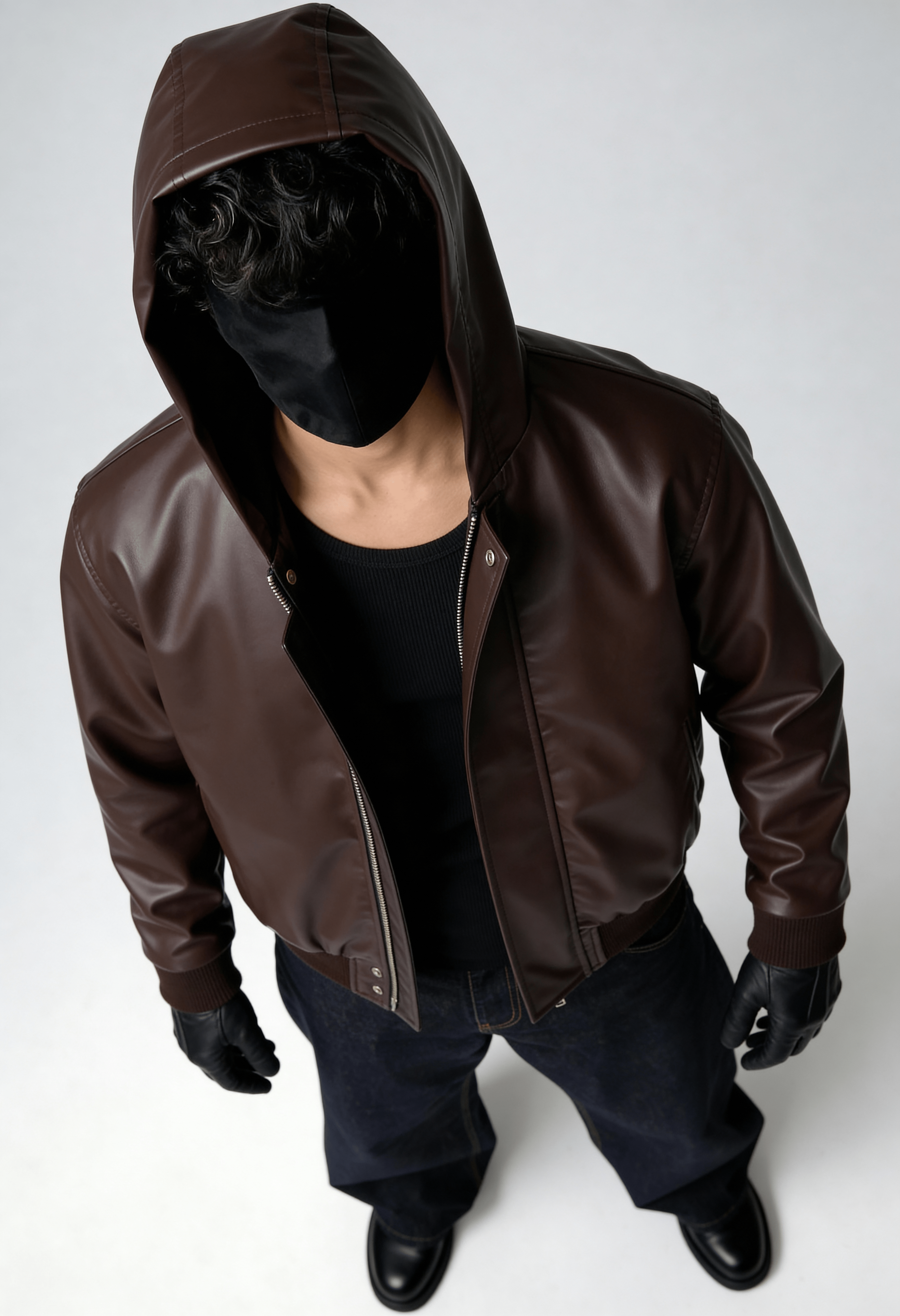 MOCHA CLASSIC HOODED LEATHER JACKET (EOSS)