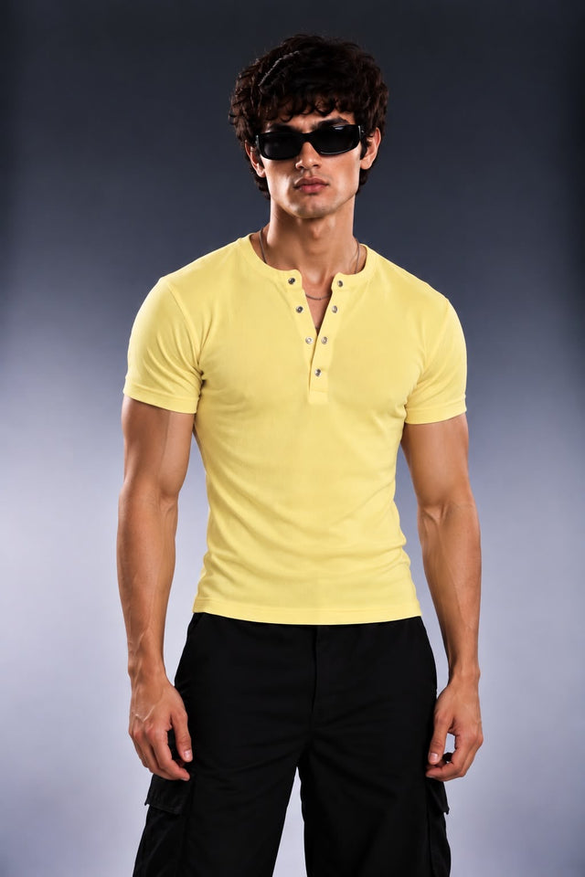 LEMON CLASSIC RIBBED HALF HENLEY