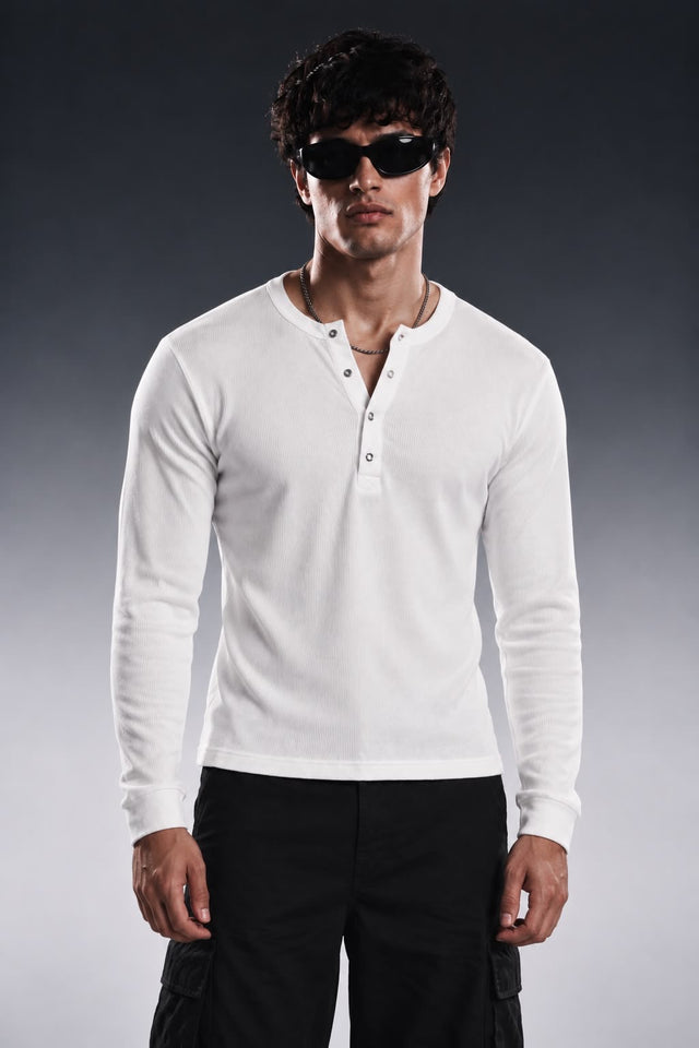 IVORY CLASSIC RIBBED HENLEY