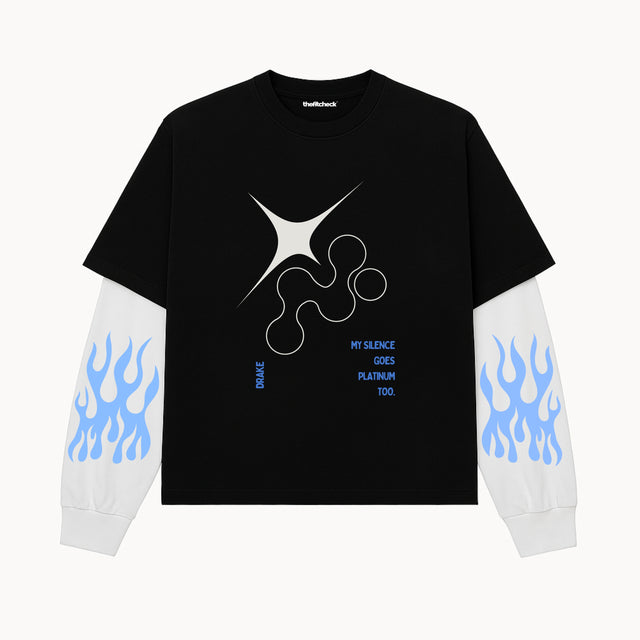 CHAMPAGNE PAPI DRAKE FAKE LONG SLEEVES BOXY TEE