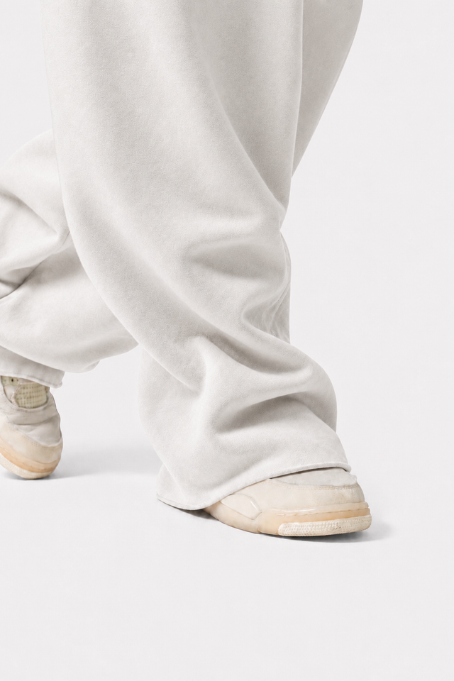 ASH GREY WIDE LEG BAGGY SWEATPANTS