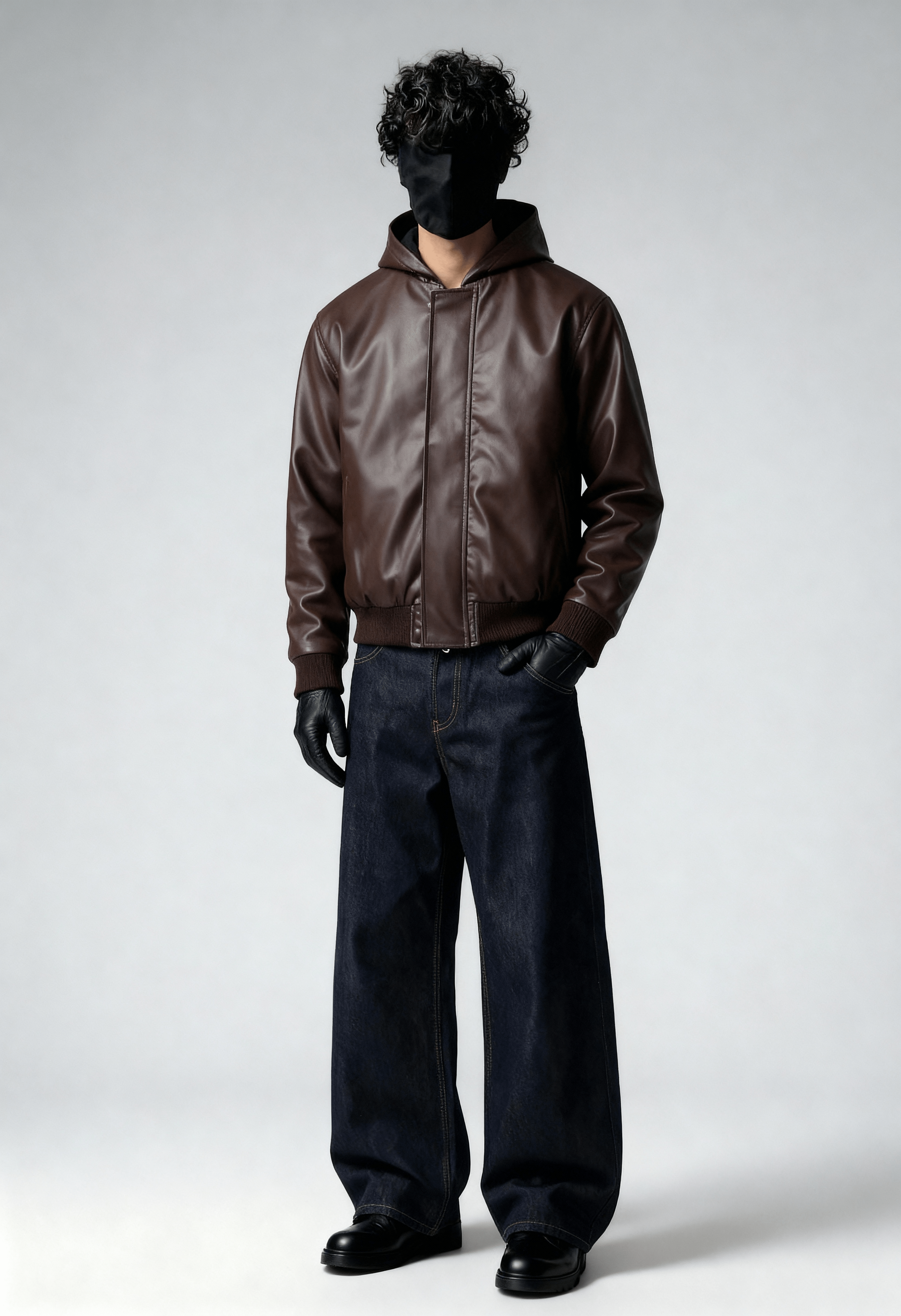 MOCHA CLASSIC HOODED LEATHER JACKET (EOSS)