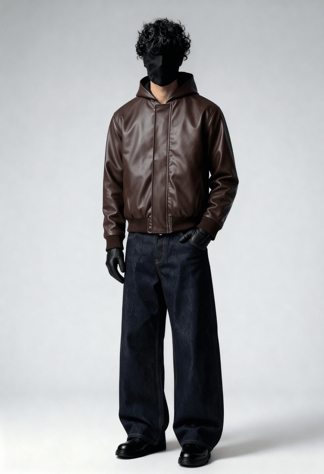 MOCHA CLASSIC HOODED LEATHER JACKET