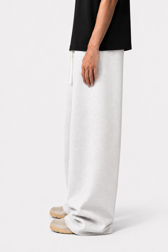 ASH GREY WIDE LEG BAGGY SWEATPANTS