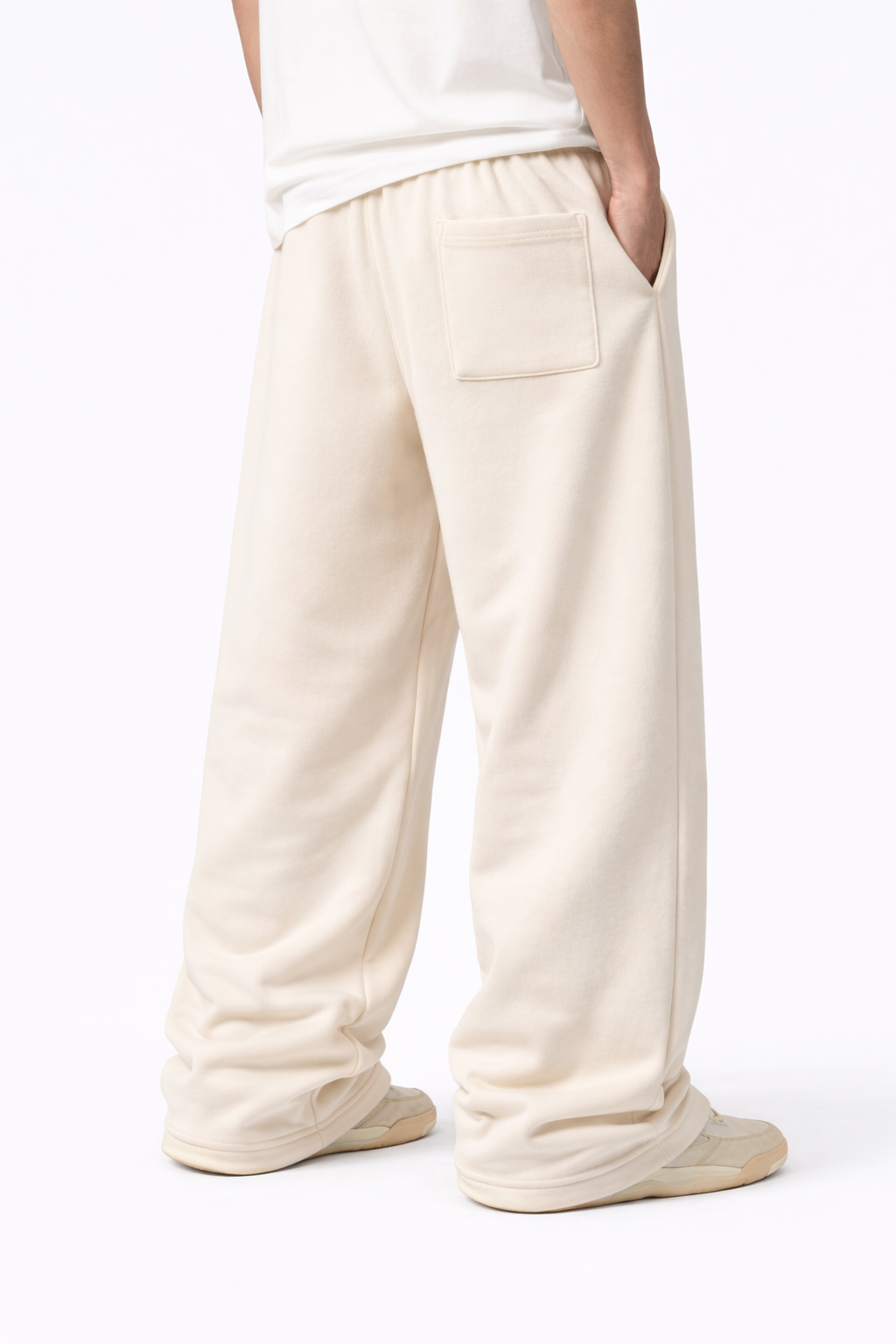 CLASSIC CREAM WIDE LEG BAGGY SWEATPANTS (350 GSM)