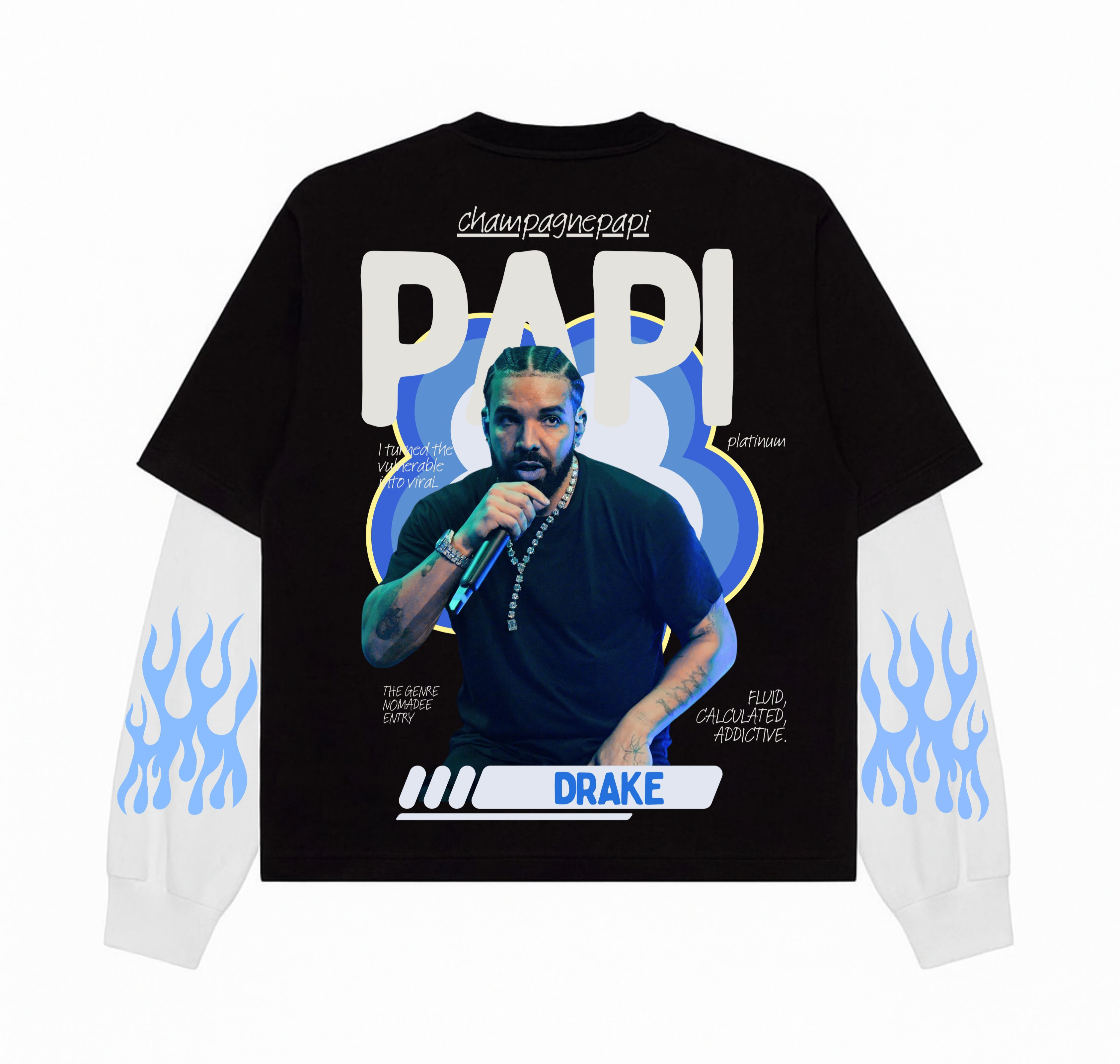CHAMPAGNE PAPI DRAKE FAKE LONG SLEEVES BOXY TEE