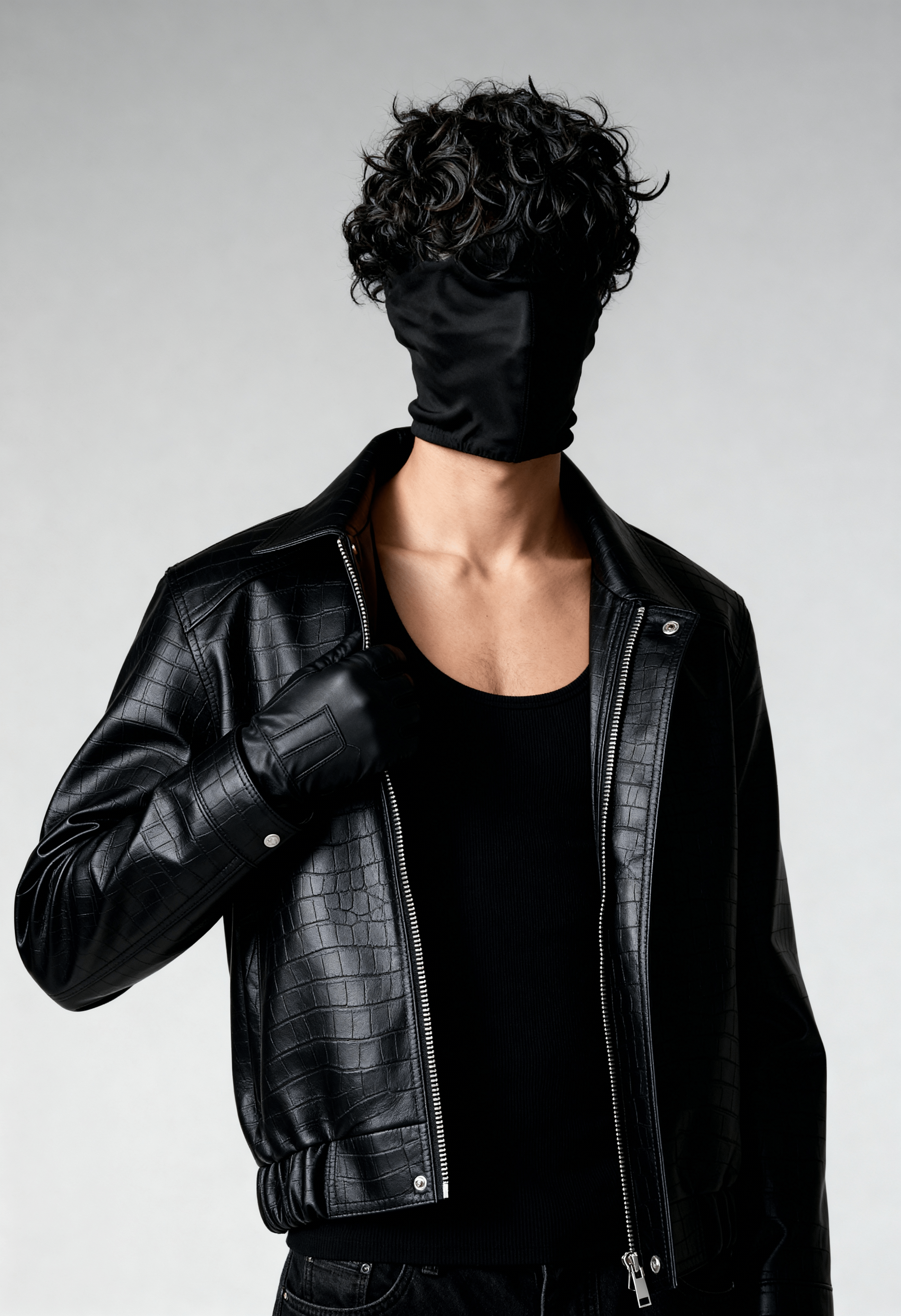 ONYX CROC LEATHER - BOMBER JACKET