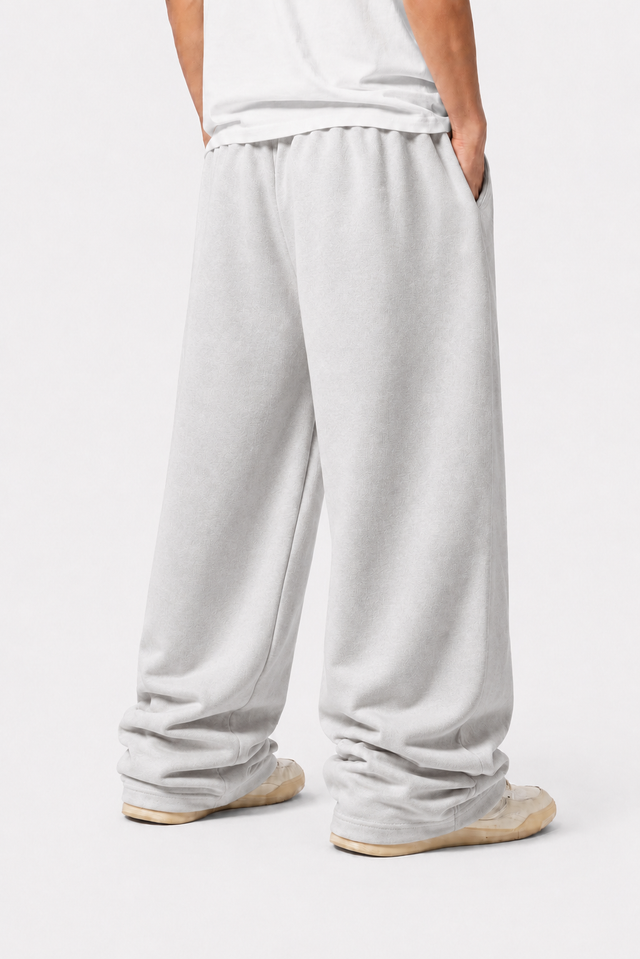 ASH GREY WIDE LEG BAGGY SWEATPANTS