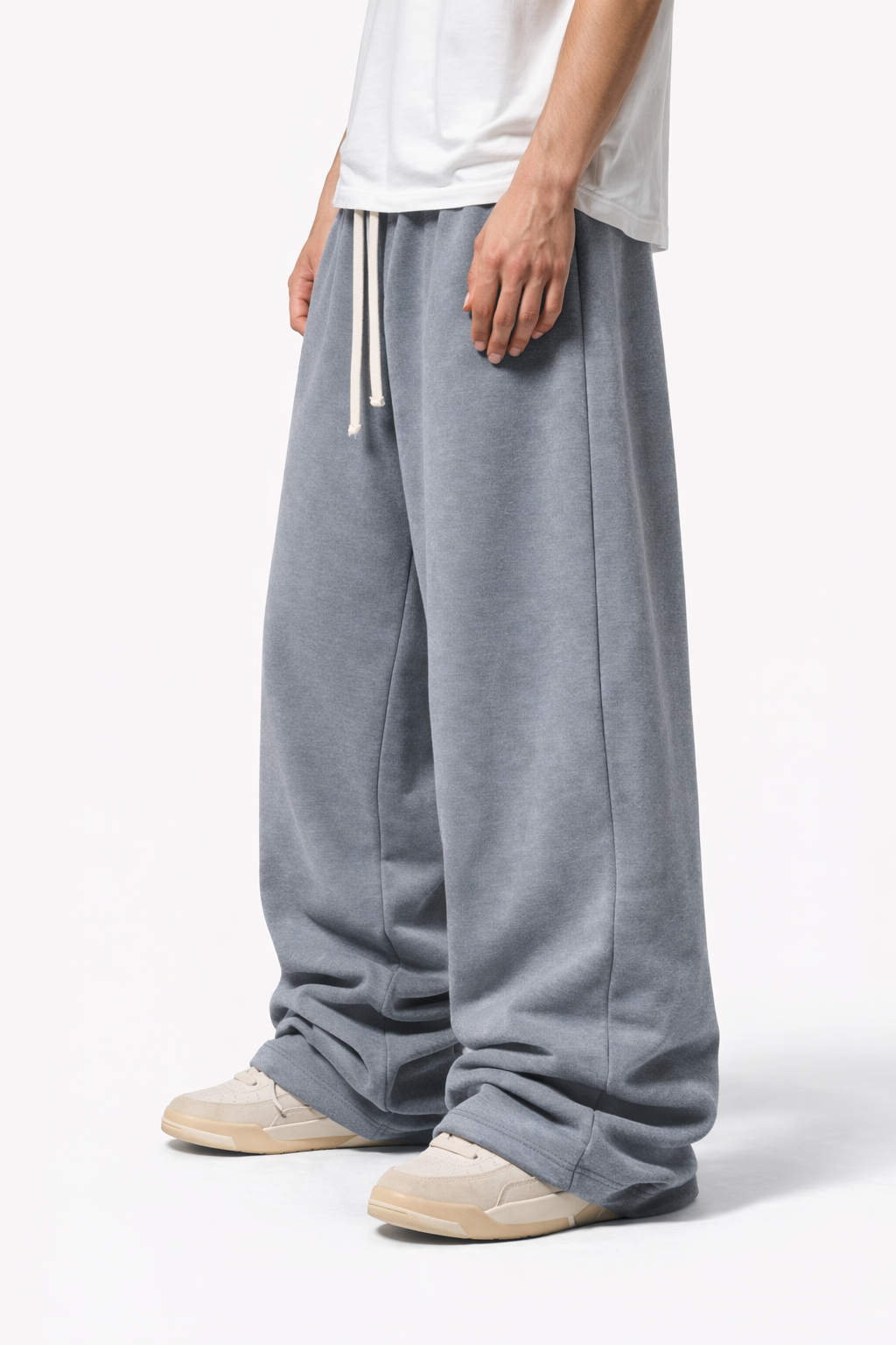 CLOUD GREY WIDE LEG BAGGY SWEATPANTS (350 GSM)