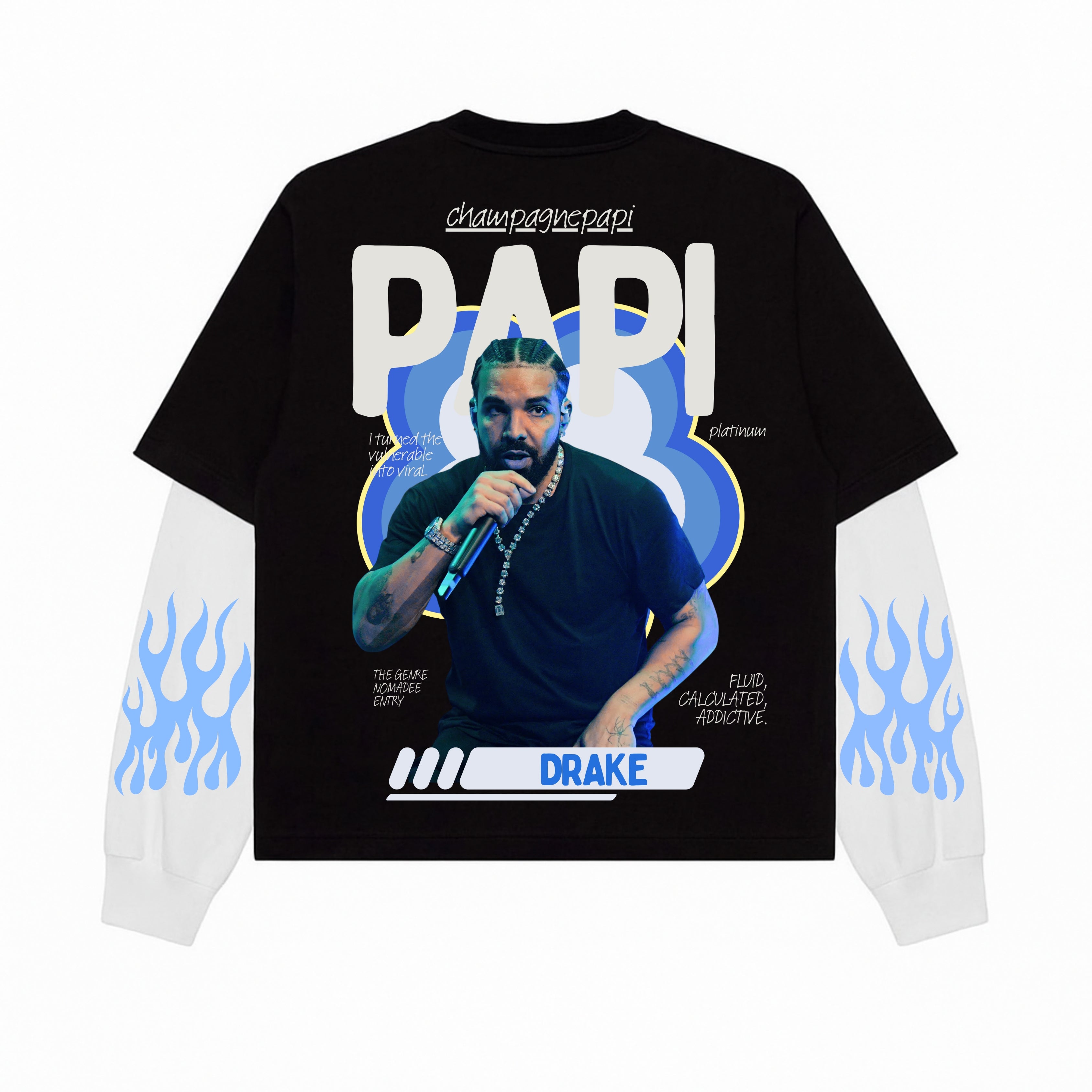 CHAMPAGNE PAPI DRAKE FAKE LONG SLEEVES BOXY TEE