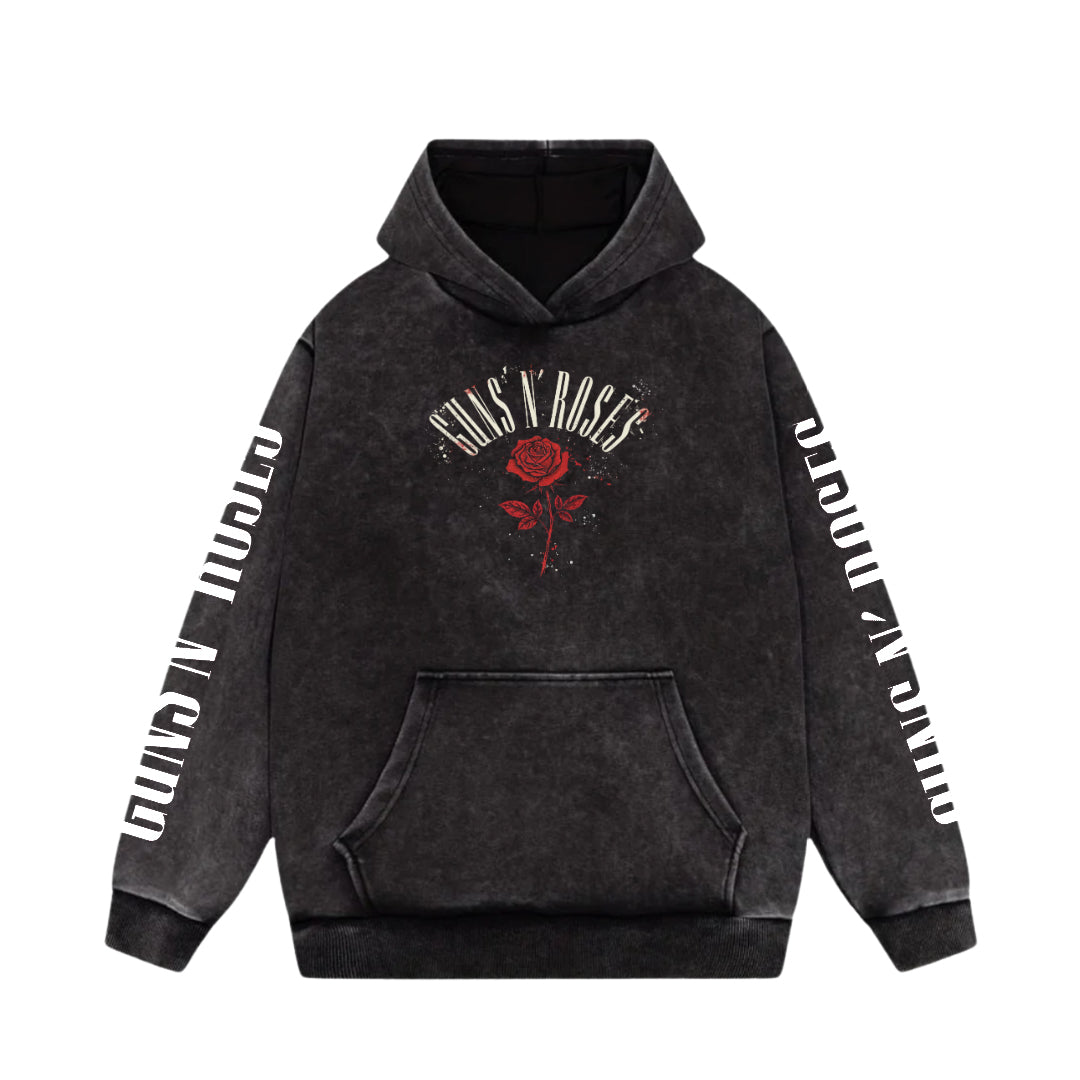 Guns N’ Roses Bullet Rose Acid-Wash Hoodie