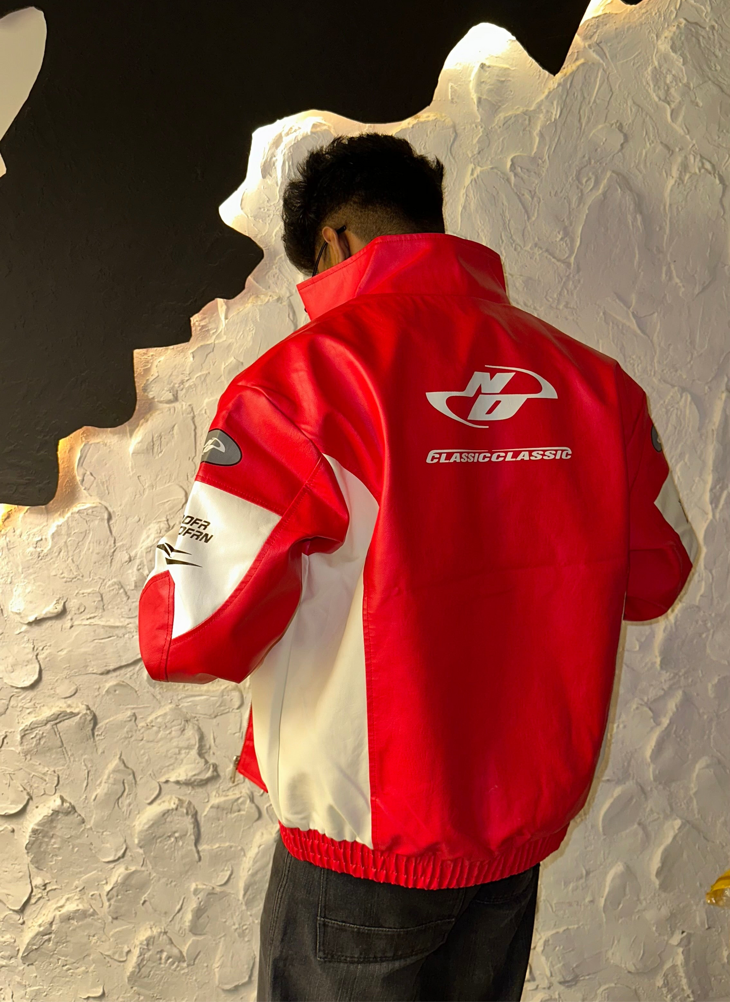 Apex racer red leather jacket