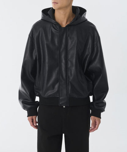 NOIR HOODED LEATHER JACKET