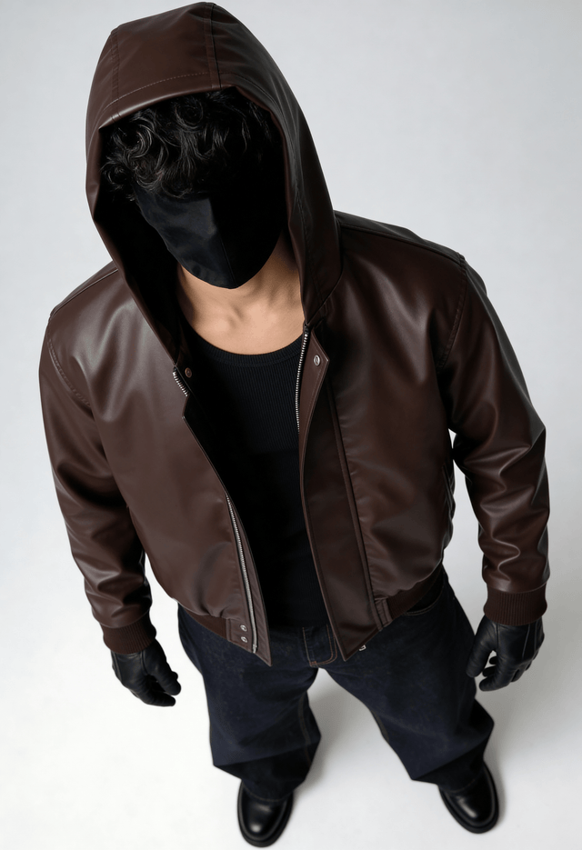 MOCHA CLASSIC HOODED LEATHER JACKET