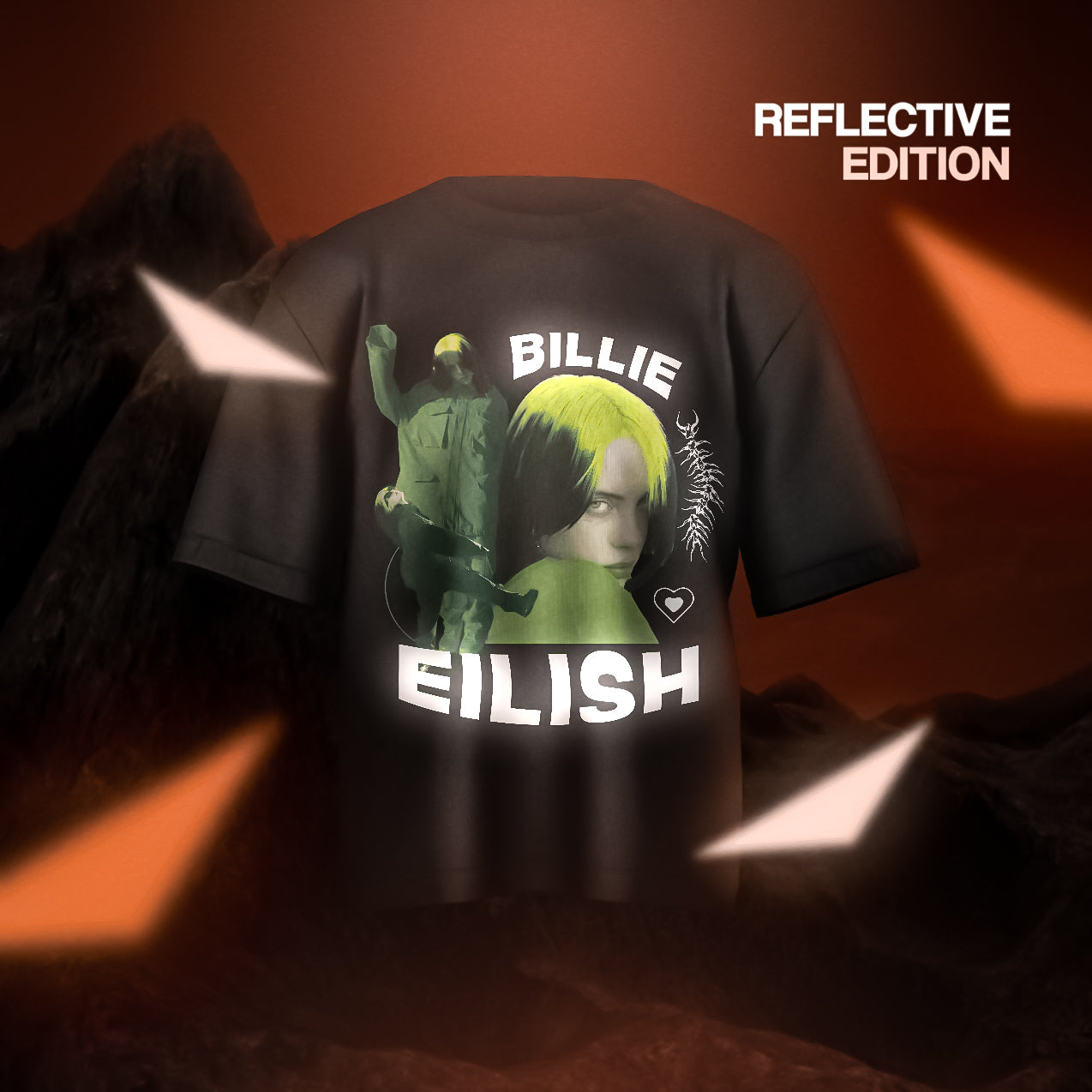 Billie Ellish Designed Oversized Reflective T-shirt