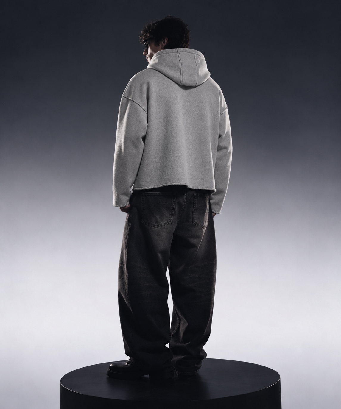 HEATHER GREY CROPPED ESSENTIAL HOODIE