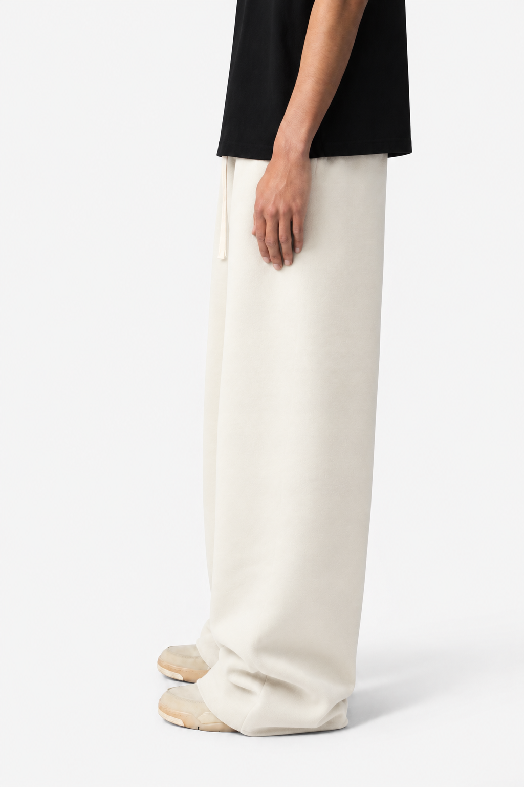 IVORY CREAM WIDE LEG BAGGY SWEATPANTS (350 GSM)