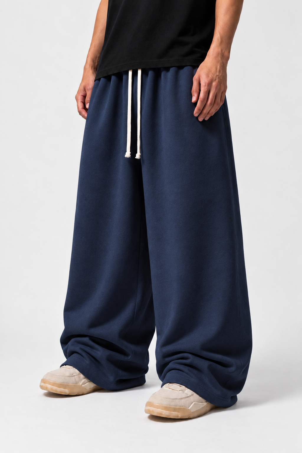 MIDNIGHT NAVY WIDE LEG BAGGY SWEATPANTS (350 GSM)