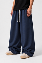 MIDNIGHT NAVY WIDE LEG BAGGY SWEATPANTS