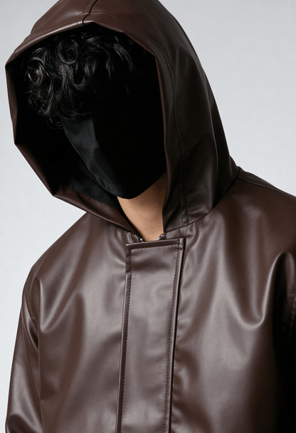 MOCHA CLASSIC HOODED LEATHER JACKET (EOSS)