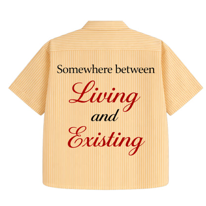 LIVING & EXISTING STRIPPED BOXY SHIRT