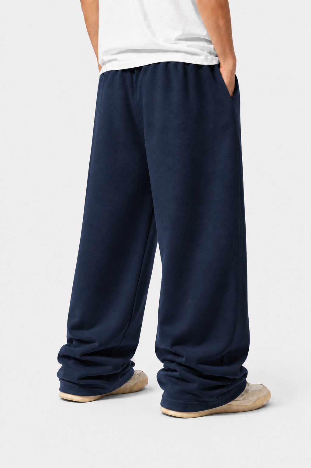MIDNIGHT NAVY WIDE LEG BAGGY SWEATPANTS (350 GSM)