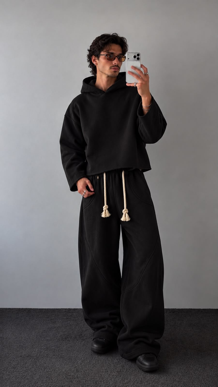 Nocturne black rope sweatpants