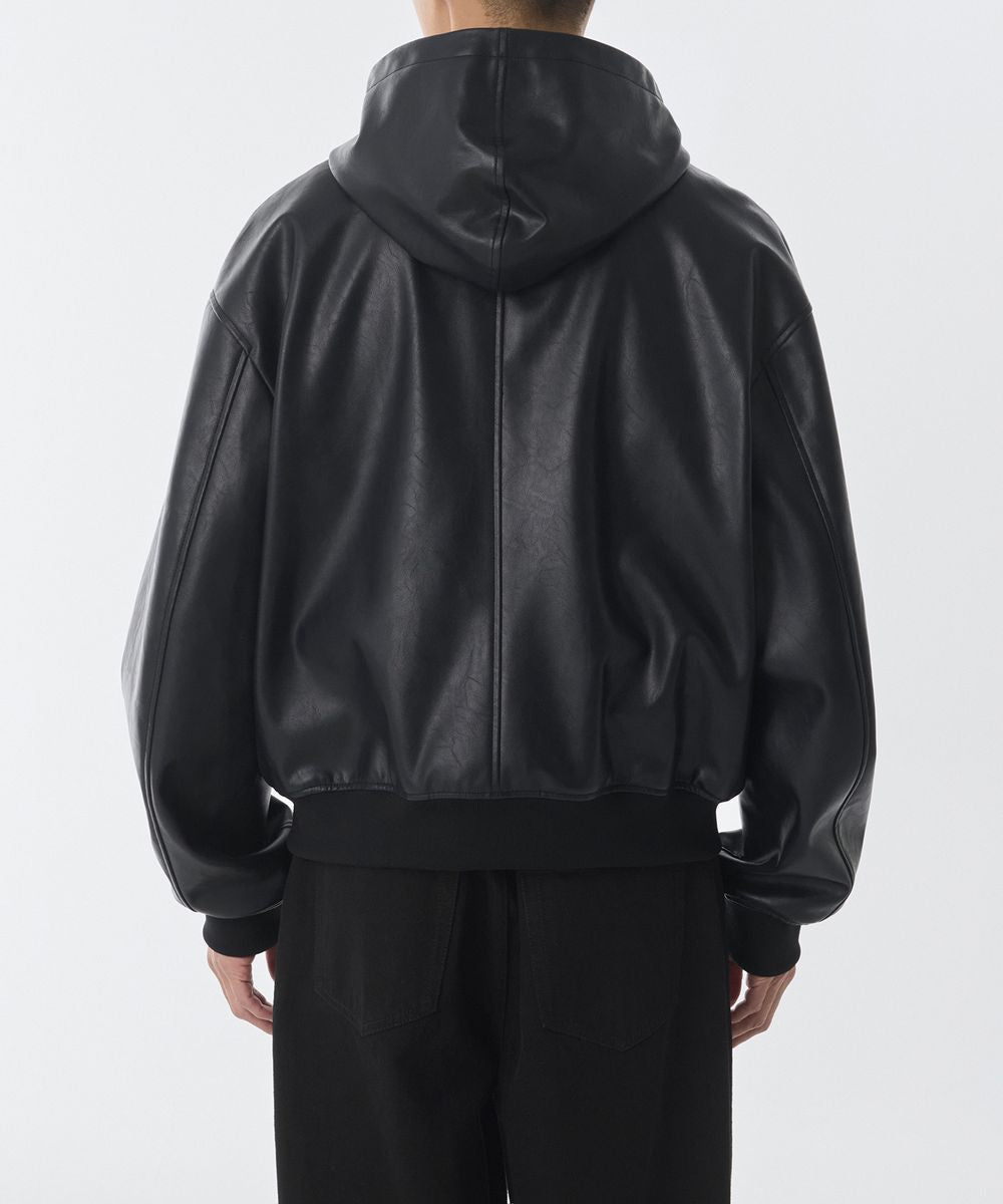 NOIR HOODED LEATHER JACKET