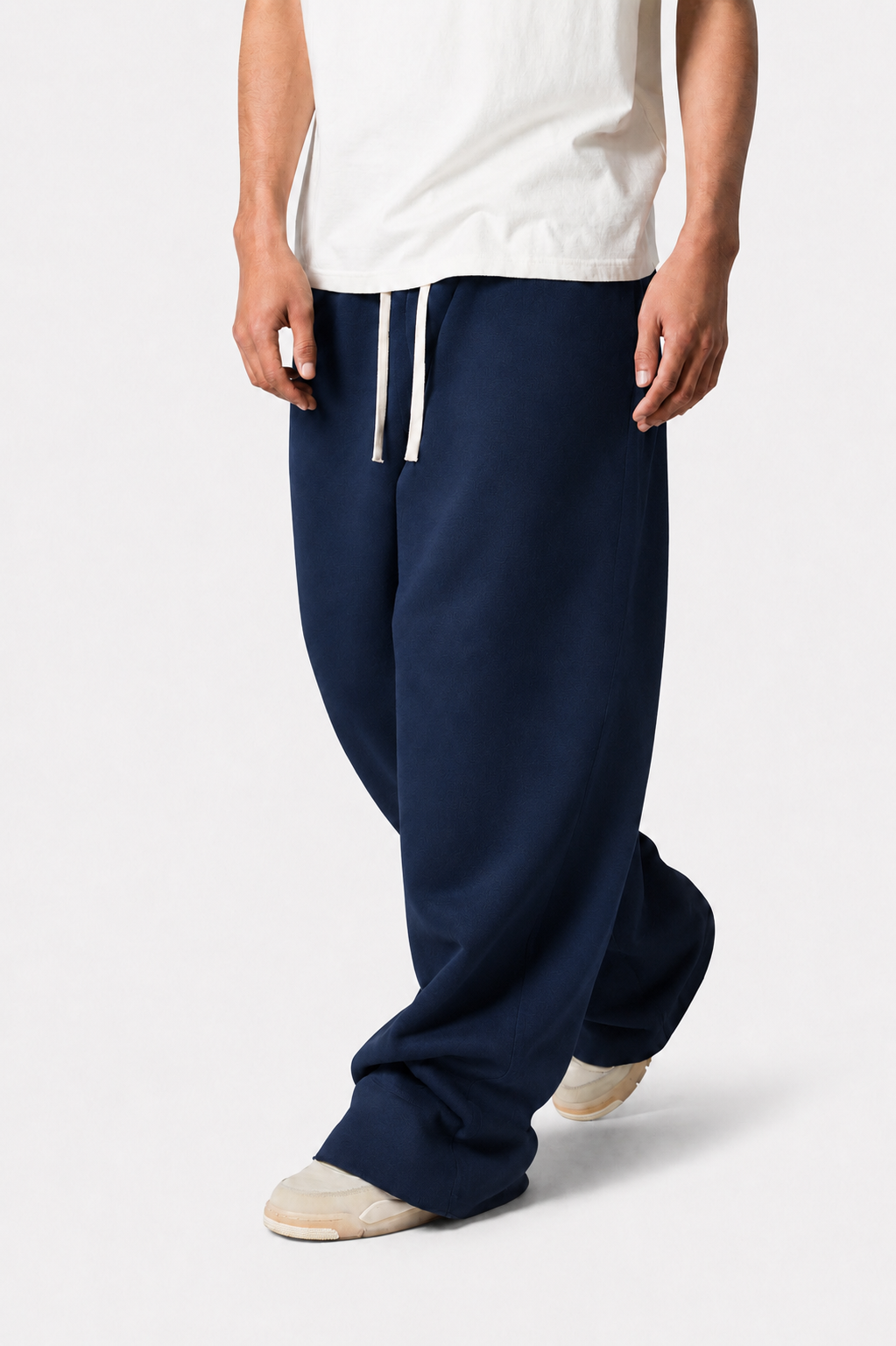 MIDNIGHT NAVY WIDE LEG BAGGY SWEATPANTS (350 GSM)