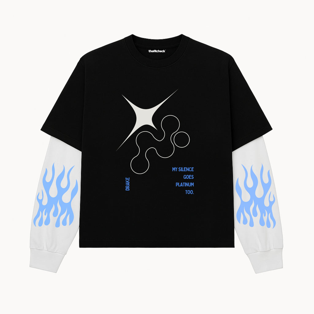 CHAMPAGNE PAPI DRAKE FAKE LONG SLEEVES BOXY TEE