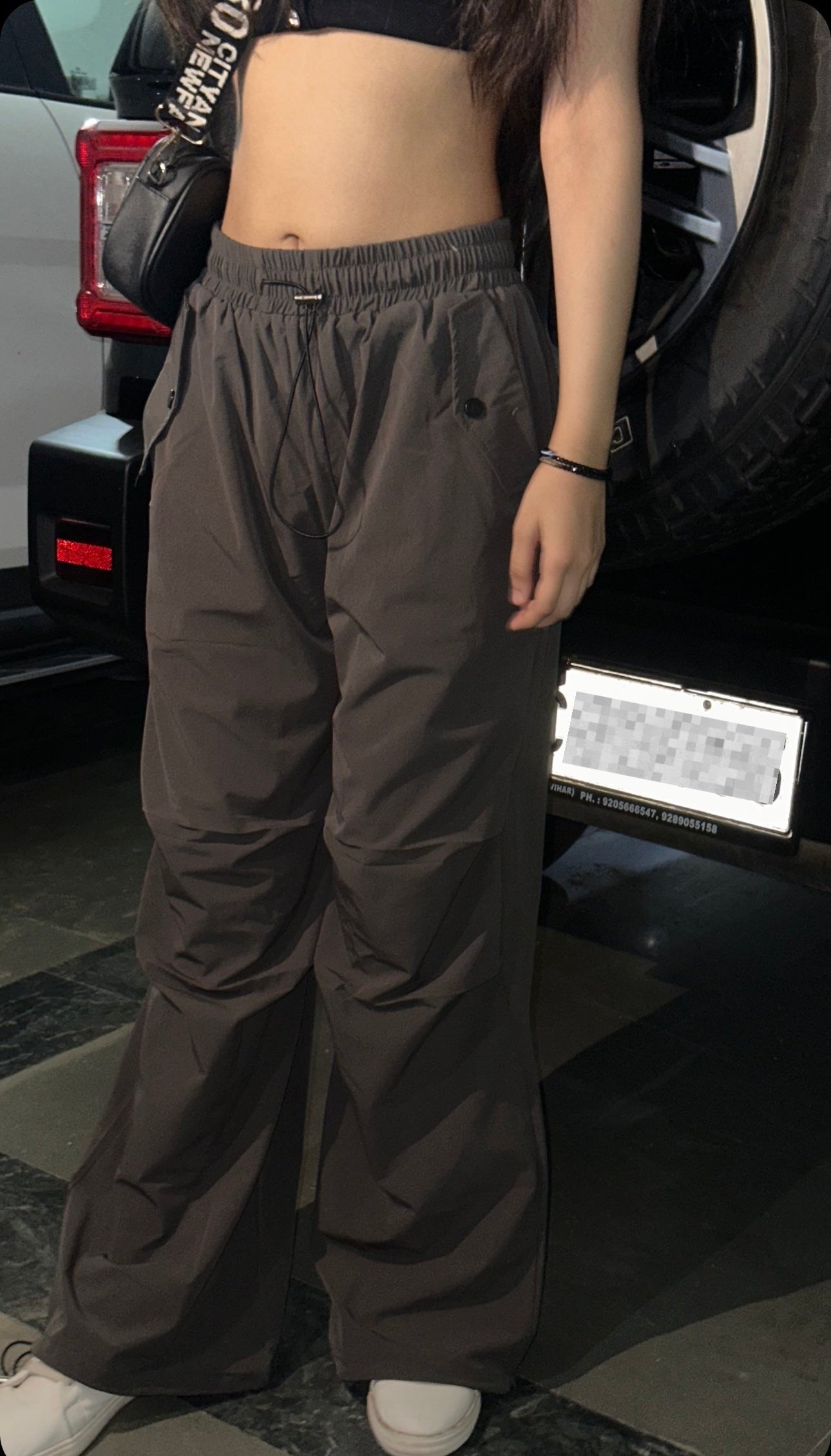 Intense Gray Oversized Parachute Pants