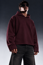 BURGUNDY CROPPED ESSENTIAL HOODIE