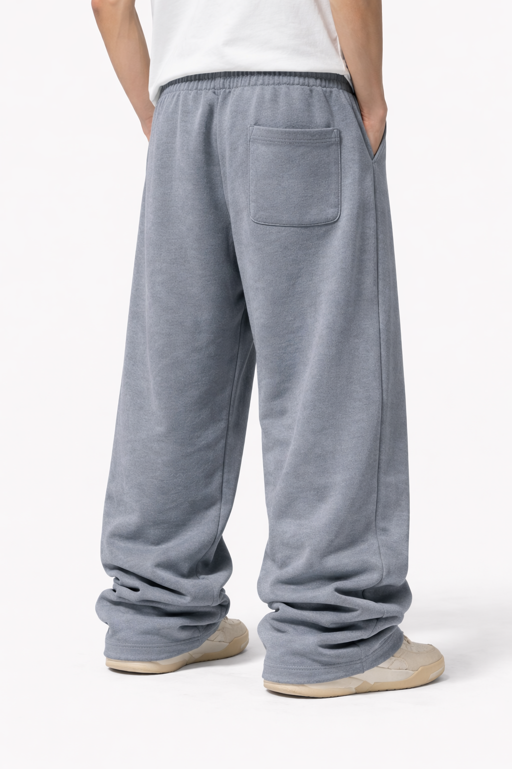 CLOUD GREY WIDE LEG BAGGY SWEATPANTS (350 GSM)