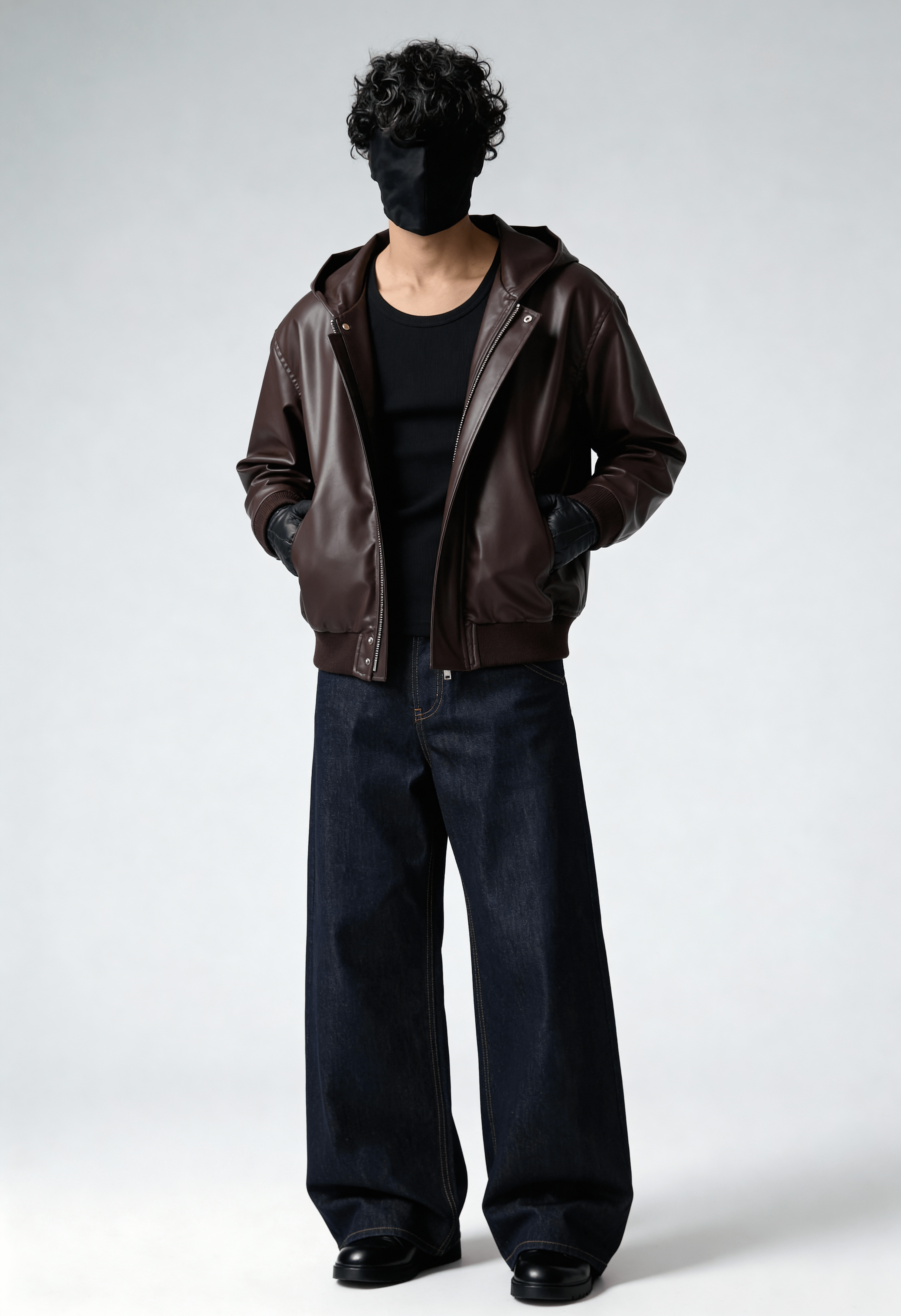 MOCHA CLASSIC HOODED LEATHER JACKET (EOSS)