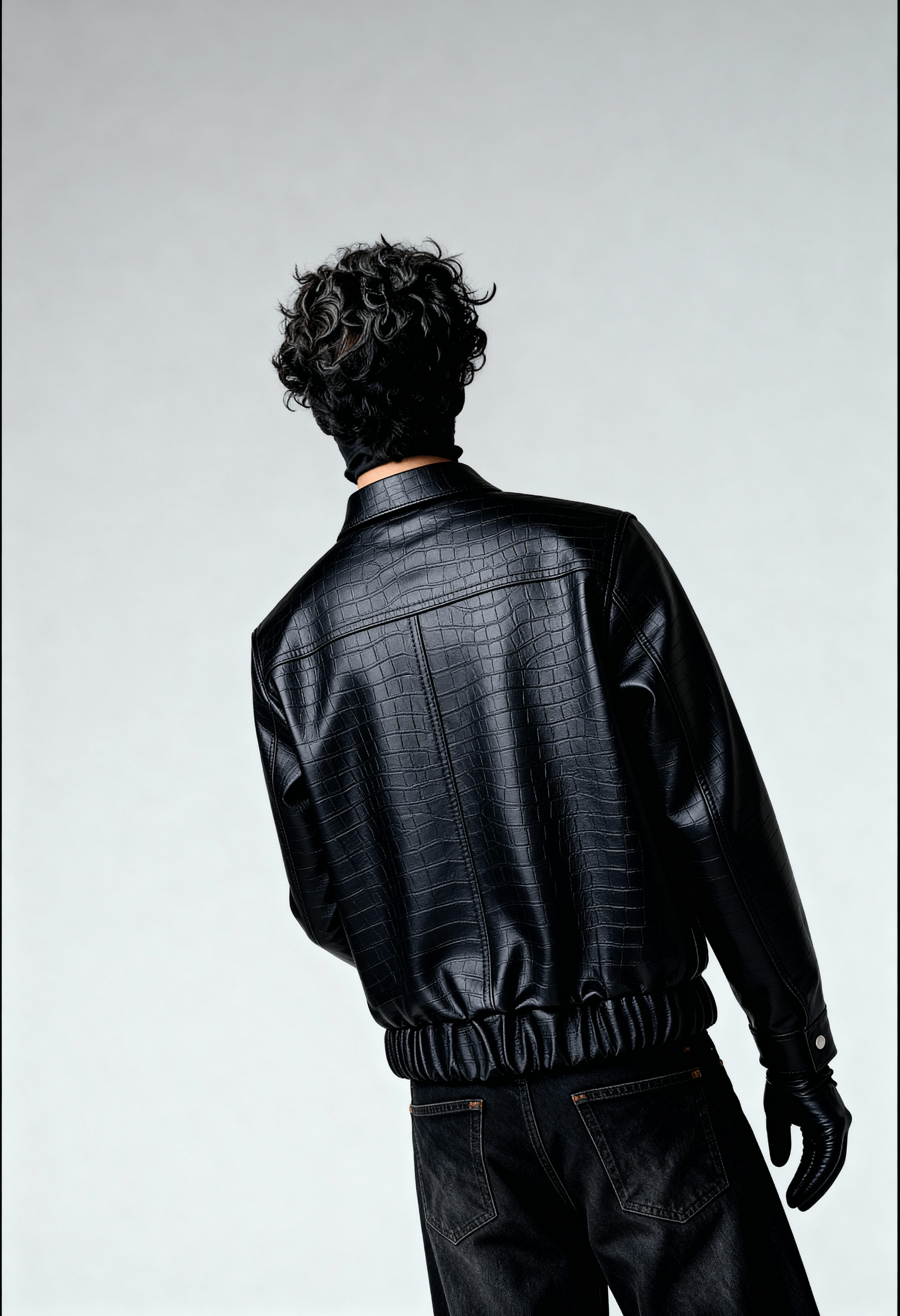 ONYX CROC LEATHER - BOMBER JACKET