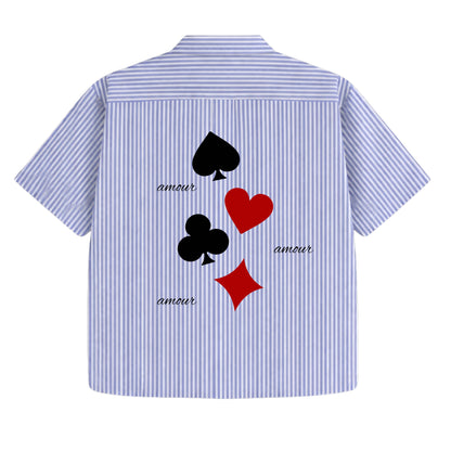 AMOUR CARDS STRIPPED BOXY SHIRT