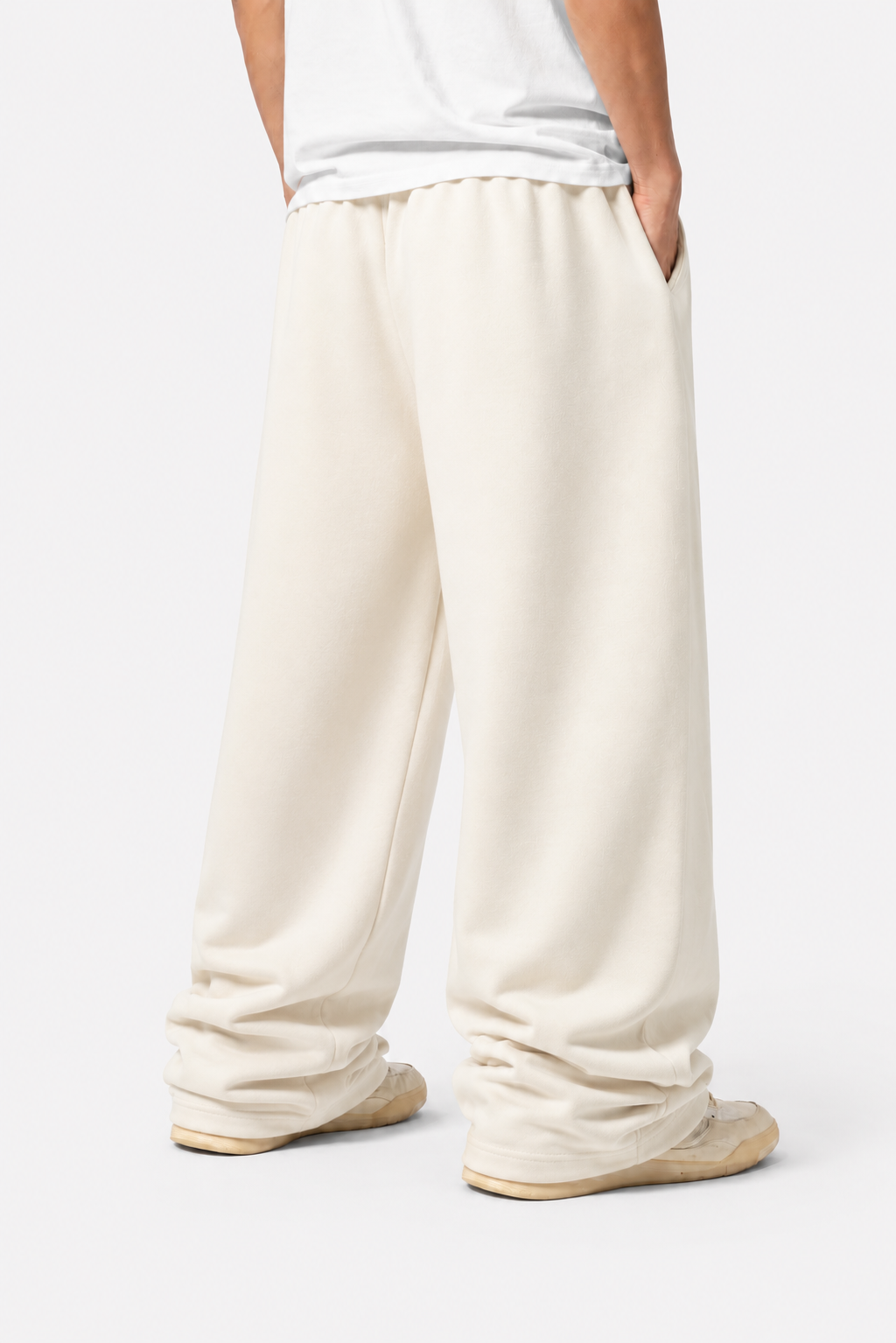 IVORY CREAM WIDE LEG BAGGY SWEATPANTS