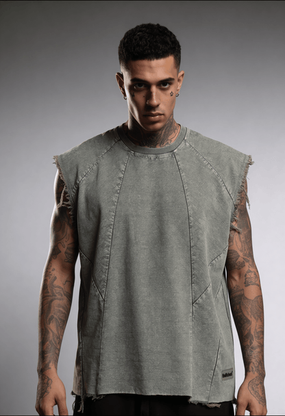 FRAY DENIM WASHED VEST