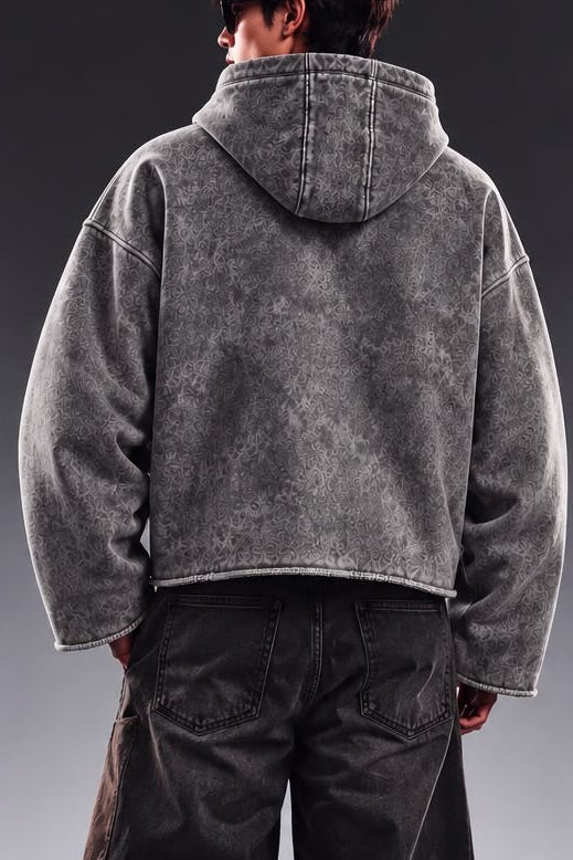 VINTAGE WASHED CROPPED ESSENTIAL HOODIE