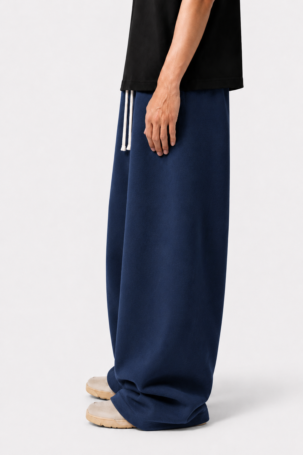MIDNIGHT NAVY WIDE LEG BAGGY SWEATPANTS (350 GSM)