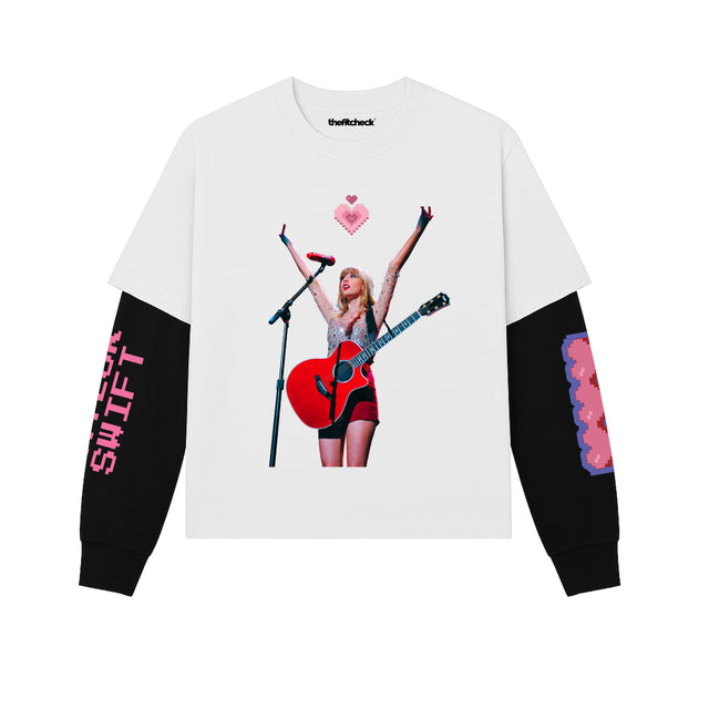 TAYLOR SWIFT FAKE LONG SLEEVES BOXY TEE