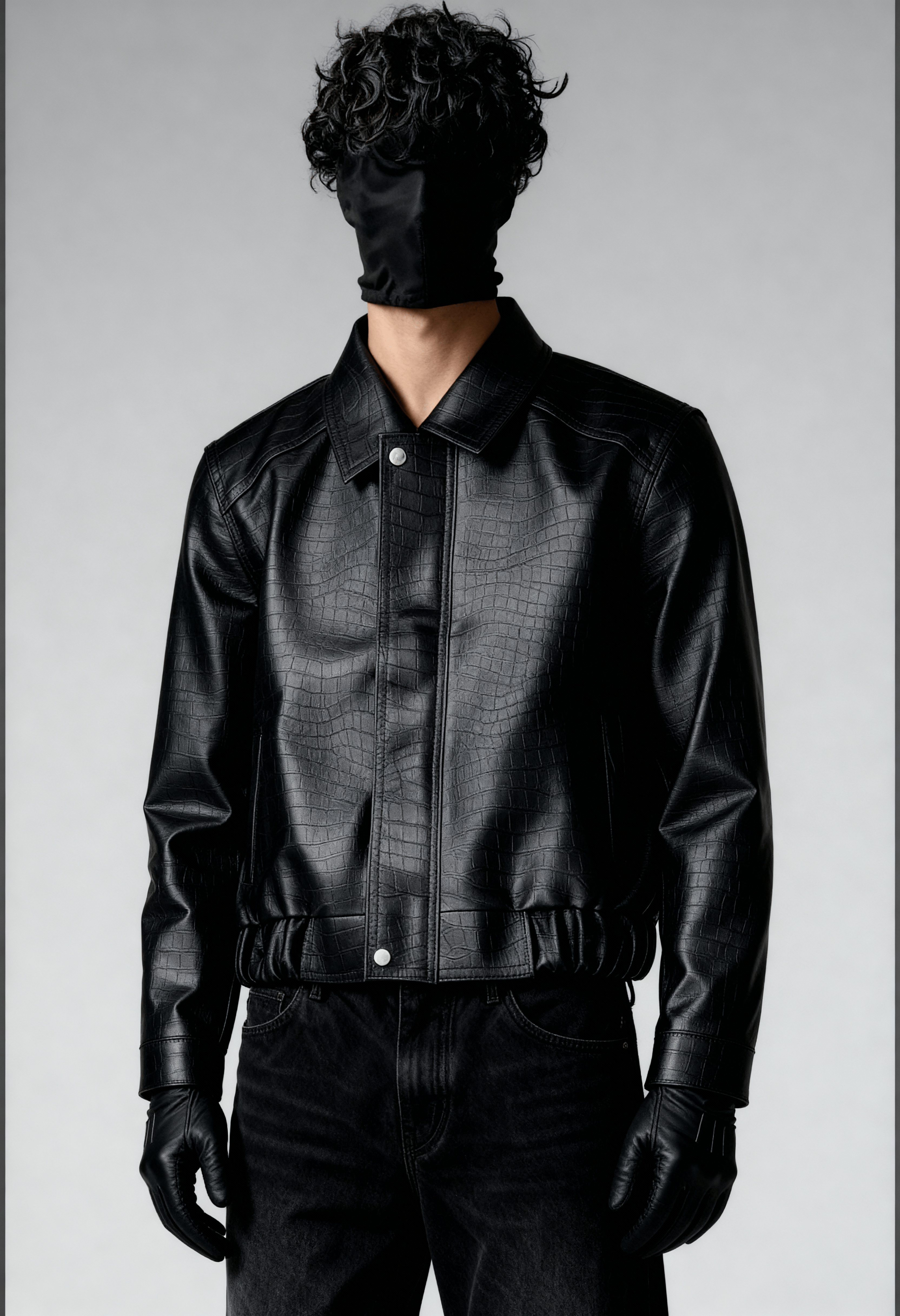ONYX CROC LEATHER - BOMBER JACKET