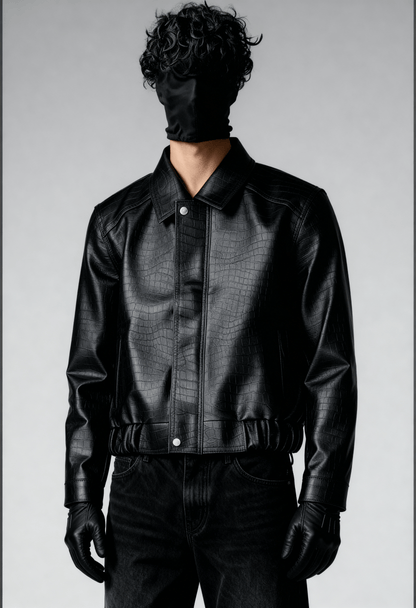 ONYX CROC LEATHER - BOMBER JACKET