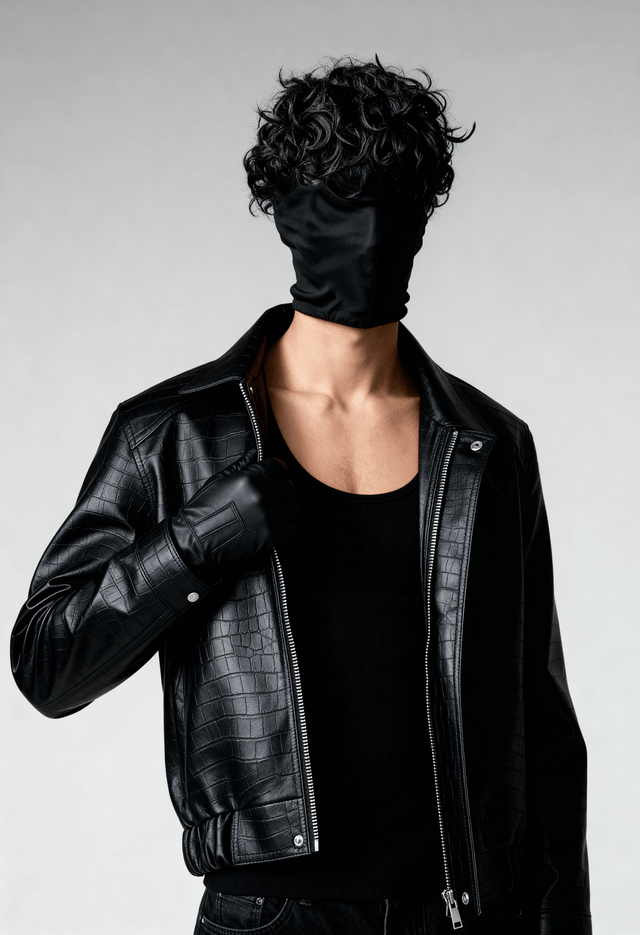 ONYX CROC LEATHER - BOMBER JACKET