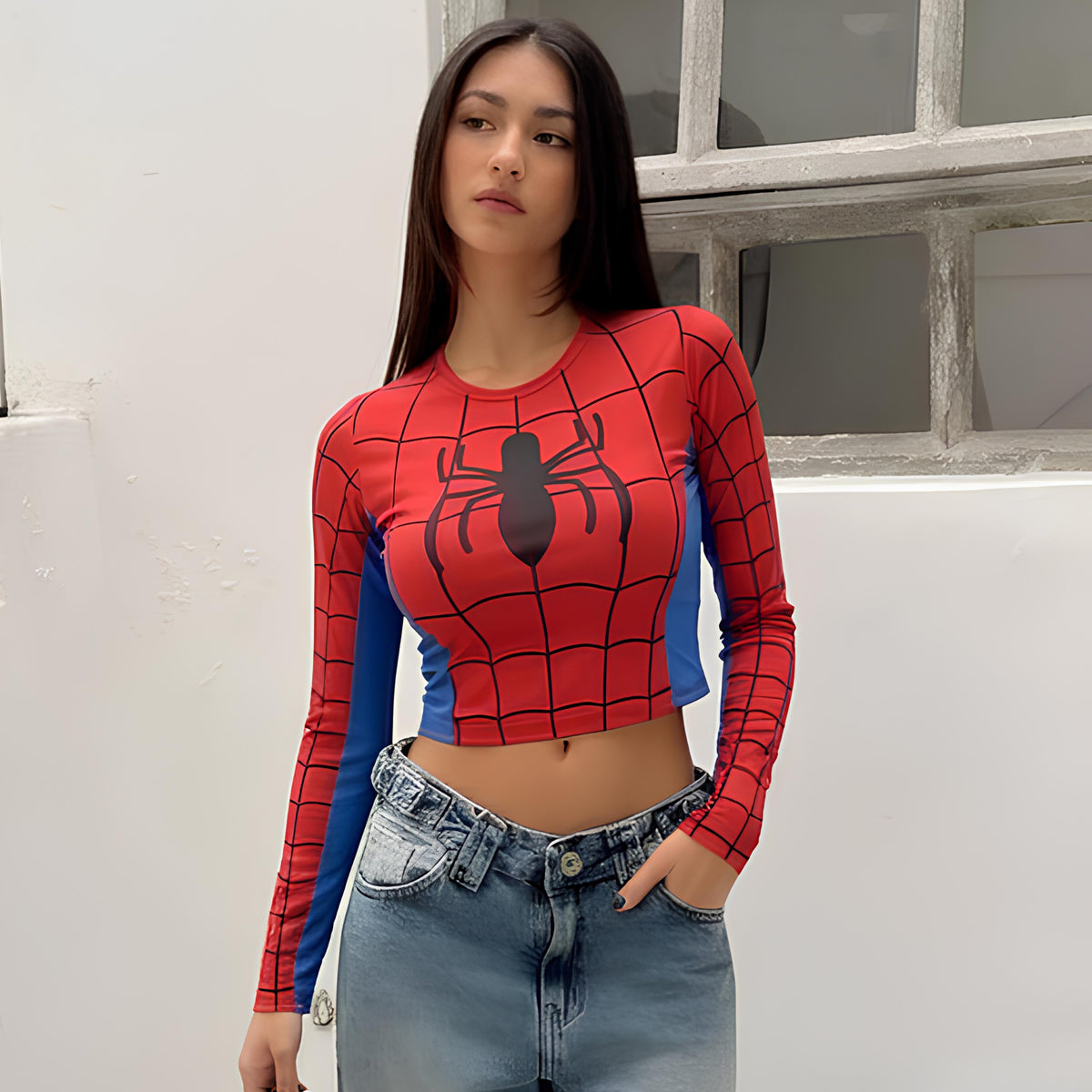 SPIDER FULL SLEEVED CROP TOP
