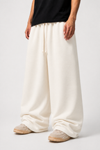 IVORY CREAM WIDE LEG BAGGY SWEATPANTS
