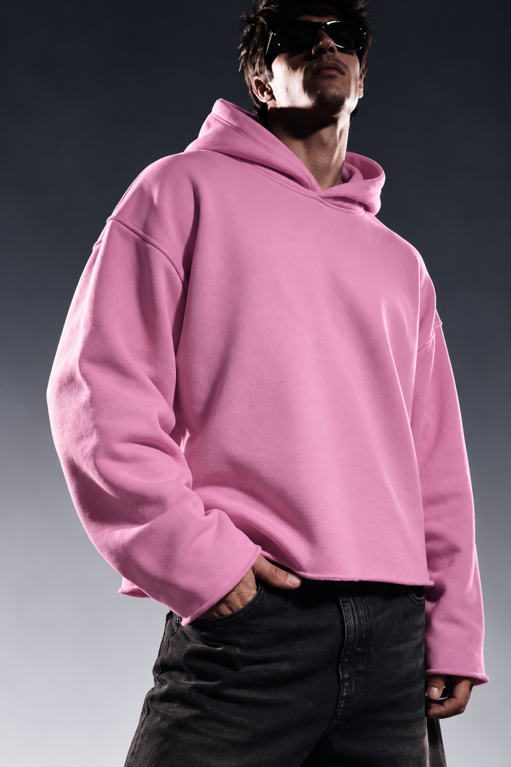 ROSE DUST CROPPED ESSENTIAL HOODIE