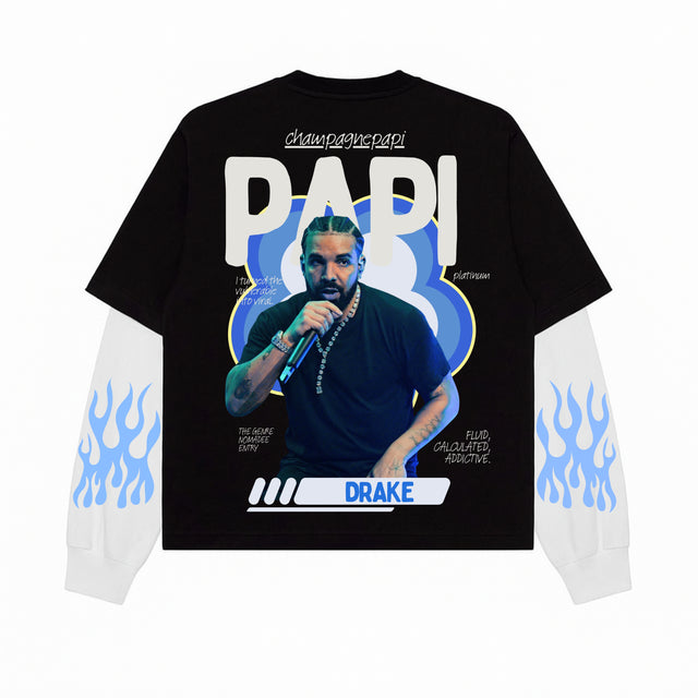 CHAMPAGNE PAPI DRAKE FAKE LONG SLEEVES BOXY TEE