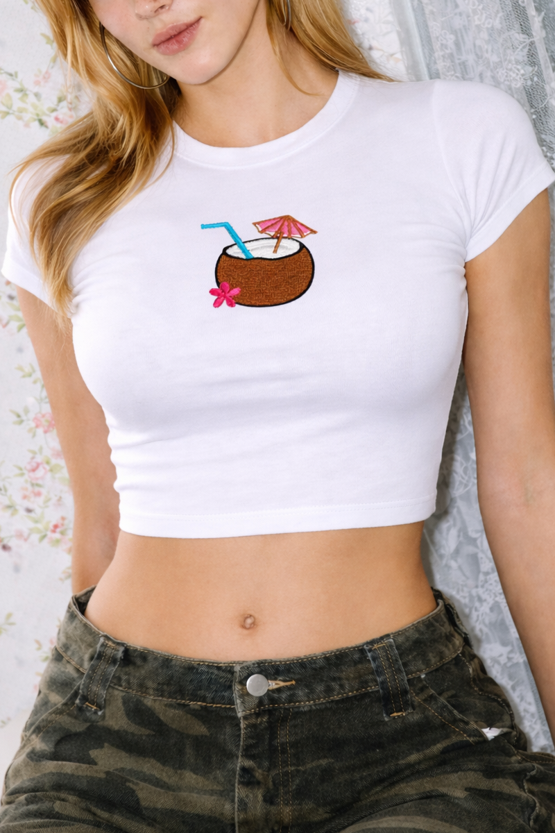 COCONUT CRUSH EMBROIDERED BABY TEE